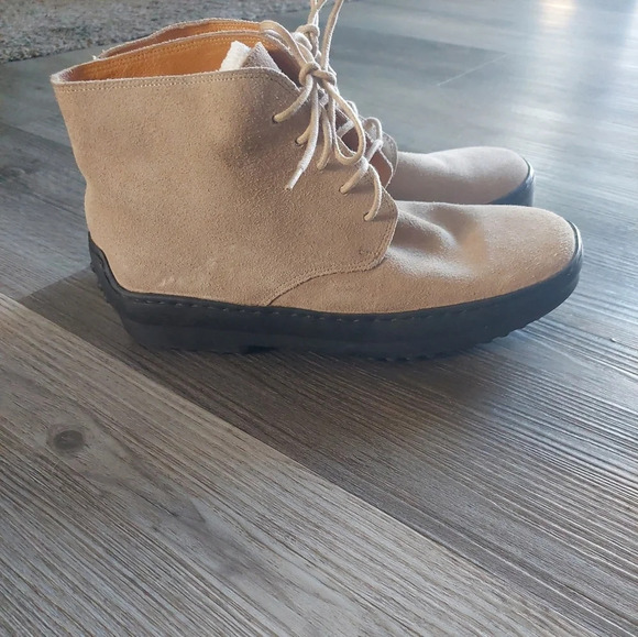 Suede Leather ankle boots booties tan khaki Outdoors Hiking 8 - Picture 1 of 7